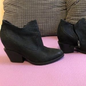 ASH Black Leather Western Cowboy Boot Bootie 7